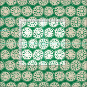 Tissu bloc de fleurs ivoire vert (Carreau)