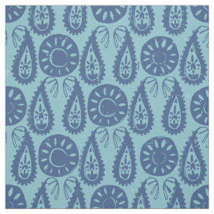 Tissu bloc paisley bleu