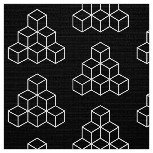 Tissu Blocs géométriques - Blanc sur Noir (Échantillon)