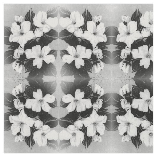 Tissu Blossoms noirs et blancs (Échantillon)