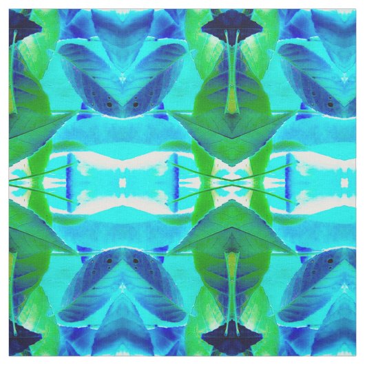 Tissu Blue Aqua Leaves (Échantillon)