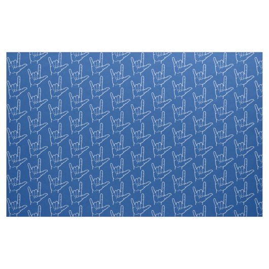 Tissu Blue ASL I Love You Patterned Fabric (Yard)