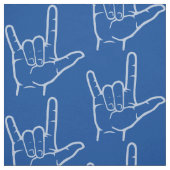 Tissu Blue ASL I Love You Patterned Fabric (Échantillon)