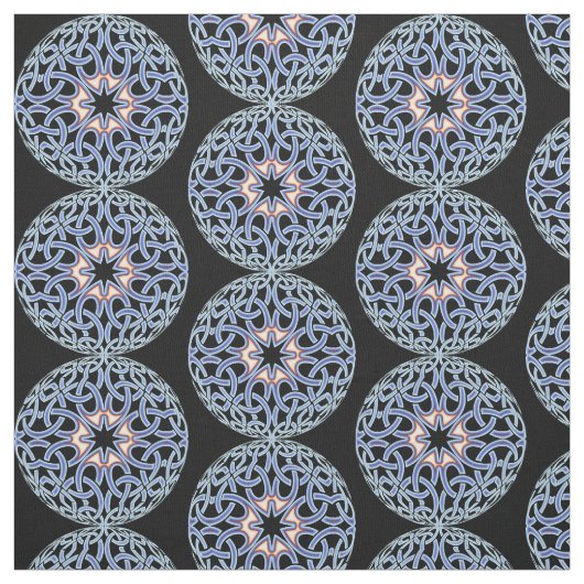 Tissu Blue Celtic Knot Mandala Motif Fabric (Échantillon)