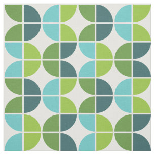 Tissu Blue Green Retro Quarters Motif