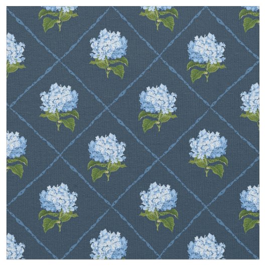 Tissu Blue Hydrangea Grandmillennial Navy Blue (Fermer)