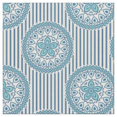 Tissu Blue mandala pattern on striped background (Fermer)