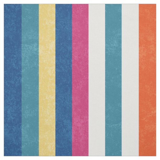 Tissu Blue Raspberry Orange Yellow White Stripes Pattern (Échantillon)