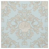 Tissu Blue Scallop Shell Leaf Soll Damask Ocean Beach (Échantillon)