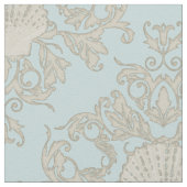 Tissu Blue Scallop Shell Leaf Soll Damask Ocean Beach (Détail)