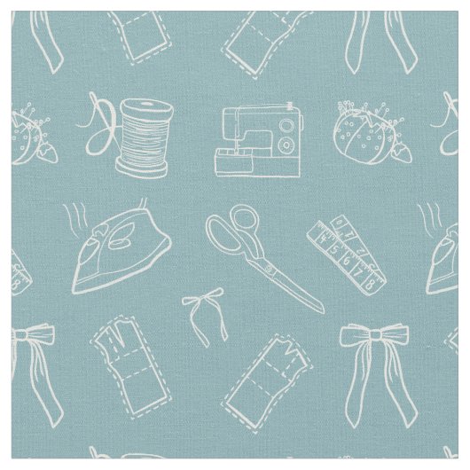 Tissu Blue Sewing Themed Pattern (Fermer)