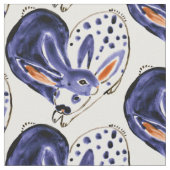 Tissu Blue Snuggle Bunny Love Rabbit Coeur Design mignon (Fermer)
