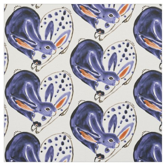 Tissu Blue Snuggle Bunny Love Rabbit Coeur Design mignon (Échantillon)