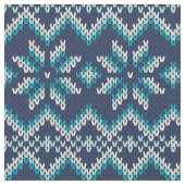 Tissu Blue & White Faux Knit Sweater Snowflakes Pattern (Fermer)