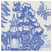 Tissu Blue Willow Animal Rabbit White Whimsical Toile (Fermer)