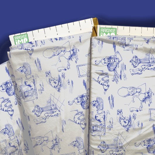 Tissu Blue Willow Kitty Chat Toile de salle de bain