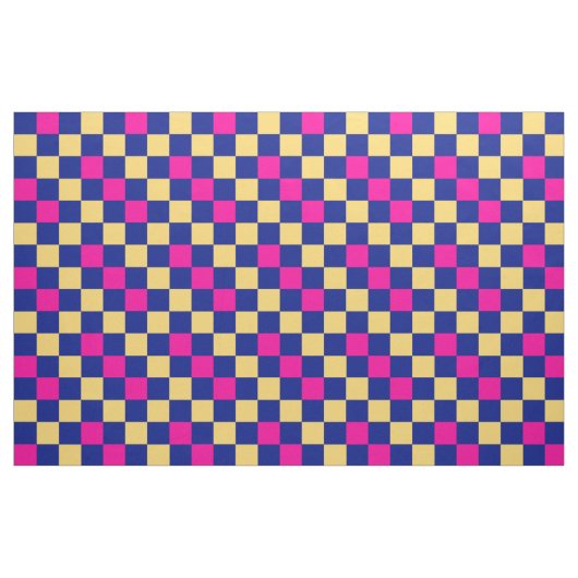 Tissu Blue Yellow Pink Checkered Pattern Design  (Fat Quarter)