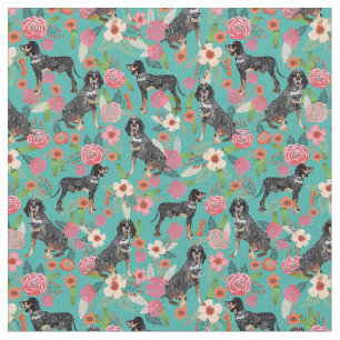Tissu Bluetick Coonhound Floraux vintages turquoise
