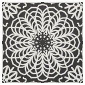 Tissu Boho Abstrait géométrique blanc noir (Échantillon)