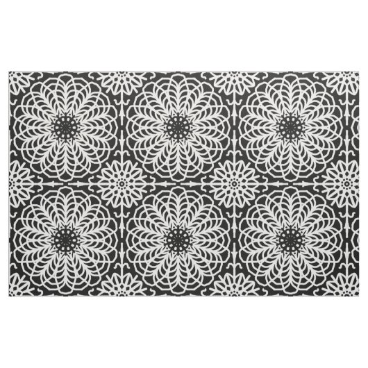 Tissu Boho Abstrait géométrique blanc noir (Fat Quarter)