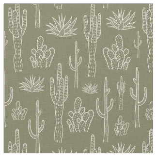 Tissu Boho Cactus Western Southern Neutral Moss Green