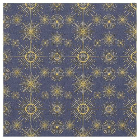 Tissu Boho Celestial Sun Stars Motif bleu (Fermer)