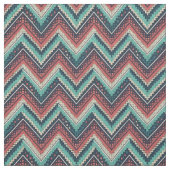 Tissu Boho Chevron Motif | Zigzag turquoise, corail et c (Échantillon)