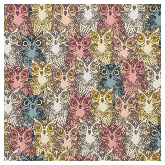 Tissu Boho coloré Boodland Owl Motif (Fermer)