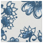 Tissu Boho Floral Classique Bleu (Fermer)