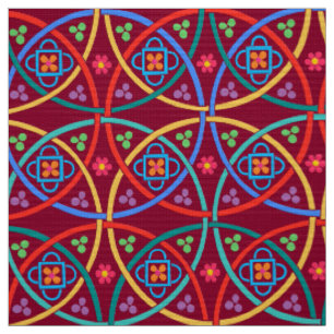 Tissu Boho Flower Power sur Deep Magenta