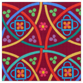 Tissu Boho Flower Power sur Deep Magenta (Fermer)