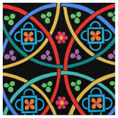 Tissu Boho flower power sur le noir (Fermer)