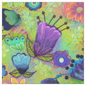 Tissu Boho Flowers sur Peridot Green (Échantillon)