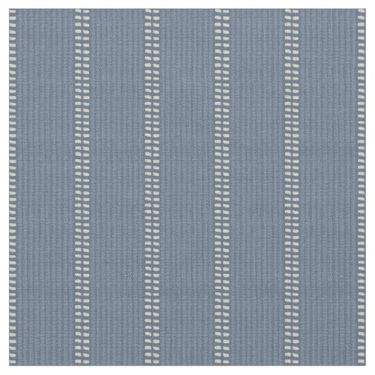 Tissu Boho géo lignes simples beige denim bleu rustique (Fermer)