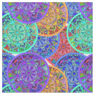 Tissu Boho Mandalas   Cercle coloré Motifs