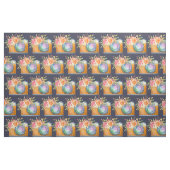 Tissu Boho Orange Camera & Fleurs Motif d'aquarelle (Fat Quarter)