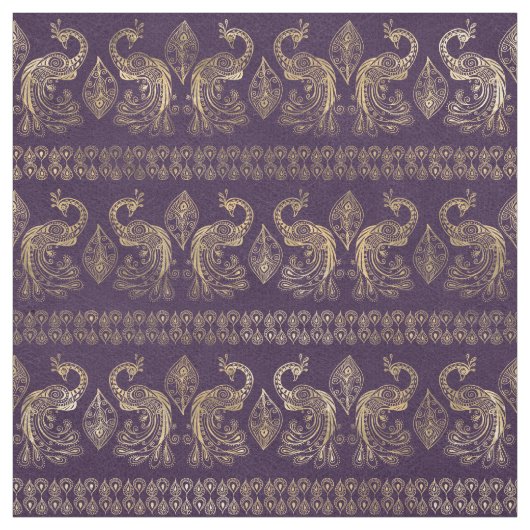 Tissu Boho Purple et Gold Peacock (Échantillon)
