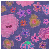 Tissu Boho rose et violet Fleurs belle (Détail)