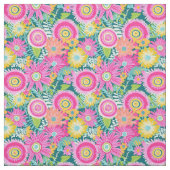 Tissu Boho style fleurs roses (Échantillon)