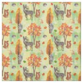 Tissu Bois Animaux d'aquarelle (Échantillon)