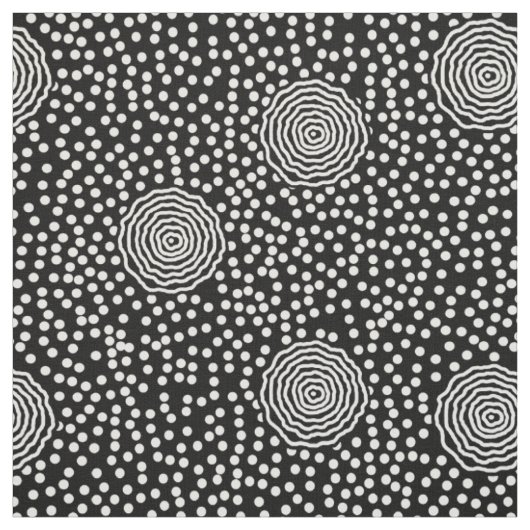 Tissu BOJANGLES, VINTAGE, RETRO POINTS : BLANC sur NOIR (Échantillon)