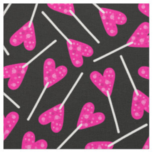 Tissu bonbon sucette forme coeur rose noir