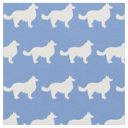 Tissu Bordure Collie Chien Silhouette Animal bleu clair (Fermer)
