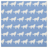 Tissu Bordure Collie Chien Silhouette Animal bleu clair (Échantillon)