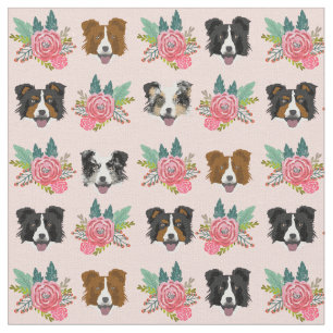 Tissu Bordure Collie face aux flancs roses
