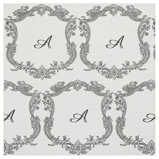 Tissu Bordure florale avec monogramme (Échantillon)