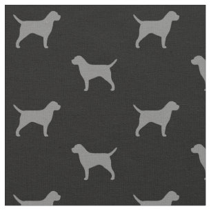 Tissu Bordure Terrier Silhouettes Gris et Noir