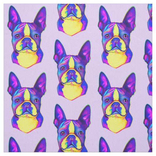 Tissu Boston Terrier aux couleurs (Échantillon)