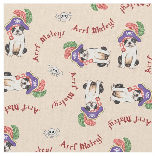 Tissu Boston Terrier Pirate (Fermer)