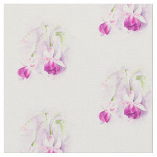 Tissu botanique fuchsia d'aquarelle de rose d'art